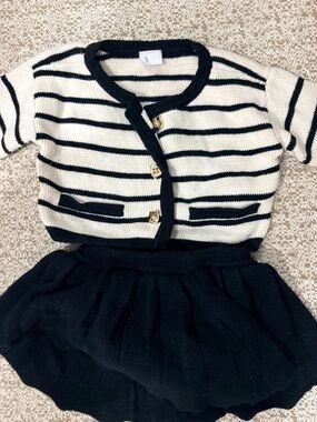 GAP Baby Navy and White Striped Knit Sweater